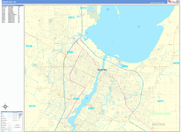 Green Bay City Digital Map Basic Style